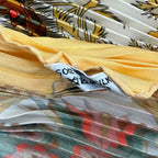 Hermes Scarf Pleated Silk Decoupages Paper Cutting Yellow — view 7