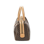 Celine Small Boston Beige Brown Macadam Canvas Shoulder Bag — view 3