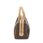 Celine Small Boston Beige Brown Macadam Canvas Shoulder Bag — view 4