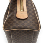 Celine Small Boston Beige Brown Macadam Canvas Shoulder Bag — view 8