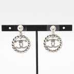 Chanel Earrings Silver Coco Mark Circle — view 9