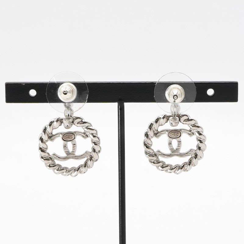 Chanel Earrings Silver Coco Mark Circle — view 9
