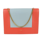 Celine Clutch Bag Leather Poppy Red Cloud Gray Frame Evening Chain