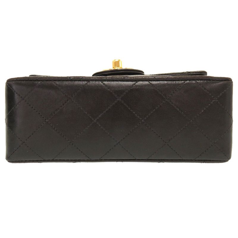 Chanel Mini Quilted Lambskin Leather Black 4 Gold Chain Shoulder Bag — view 3