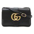 Gucci Ally GG Marmont Shoulder Bag Pochette Leather Black Gold Hardware