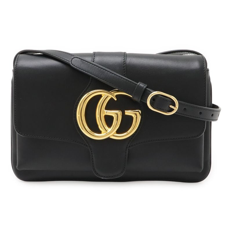 Gucci Ally GG Marmont Shoulder Bag Pochette Leather Black Gold Hardware