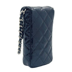 Chanel Quilted CC Logo Enamel Leather Black Pouch Silver — view 2
