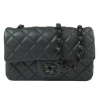 Chanel Chain Shoulder Bag So Black Lambskin Mini Quilted 20 CC Logo