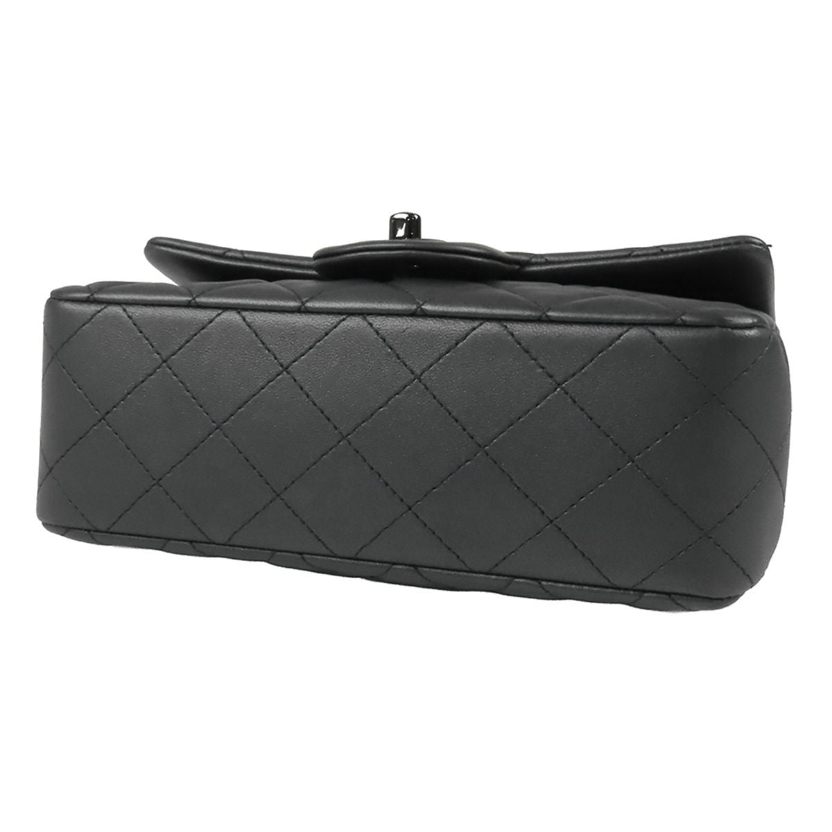 Chanel Chain Shoulder Bag So Black Lambskin Mini Quilted 20 CC Logo — view 3
