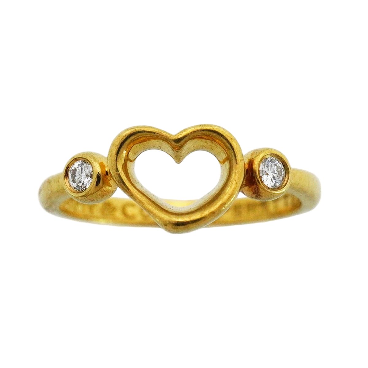 Tiffany & Co Ring Open Heart 18k Yellow Gold Diamond — view 2