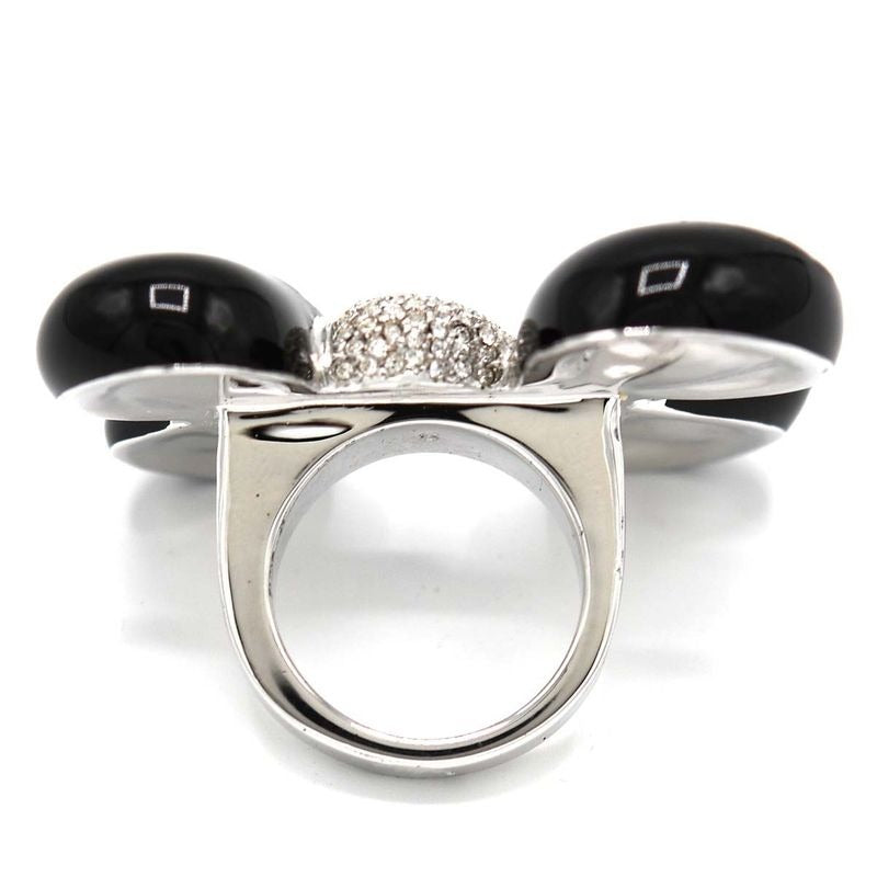 Christian Dior Ring Rhinestone Ribbon 11.5 Black Silver Color 33.6 — view 2
