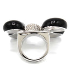 Christian Dior Ring Rhinestone Ribbon 11.5 Black Silver Color 33.6 — view 6