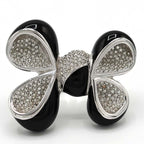 Christian Dior Ring Rhinestone Ribbon 11.5 Black Silver Color 33.6