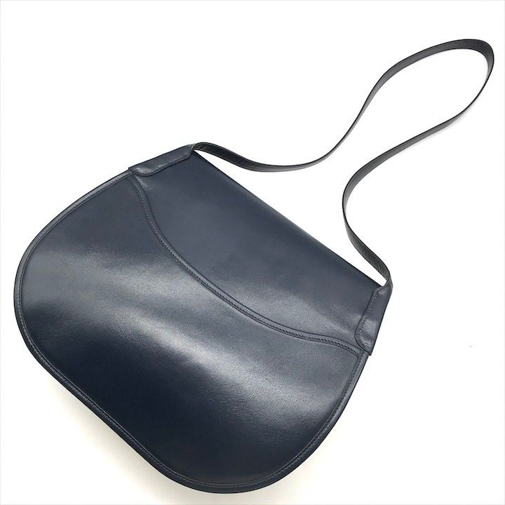 Hermes Toile Canvas Shoulder Bag Navy — view 2