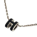 Hermes Mini Pop Pendant Necklace Silver Black
