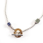 Hermes Meli Melo H Logo Pendant Necklace Silver Blue