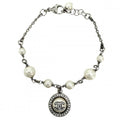 Chanel Bracelet CC Logo Adjustable Star with Faux Pearl Rhinestone Silver White