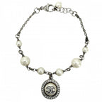 Chanel Bracelet CC Logo Adjustable Star with Faux Pearl Rhinestone Silver White
