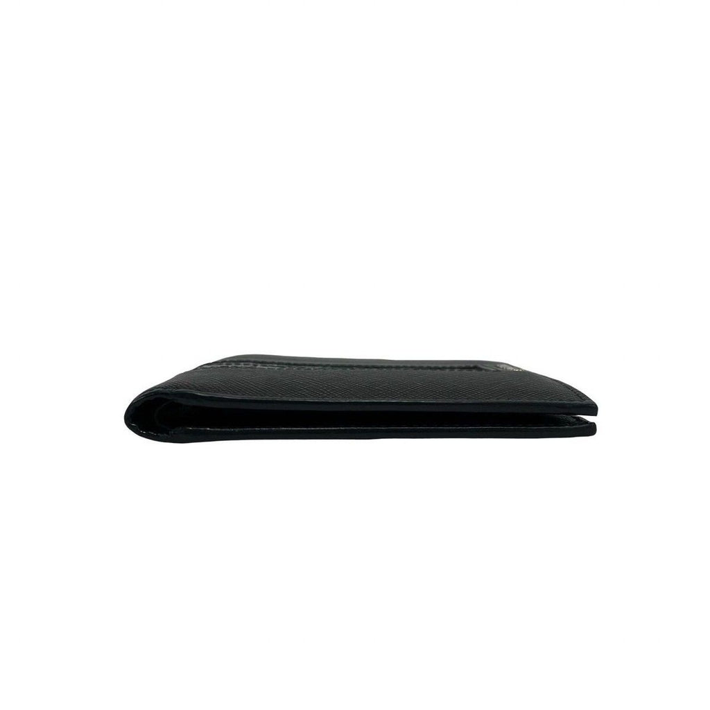 Prada Logo Saffiano Croco Embossed Leather Bifold Wallet Black — view 5