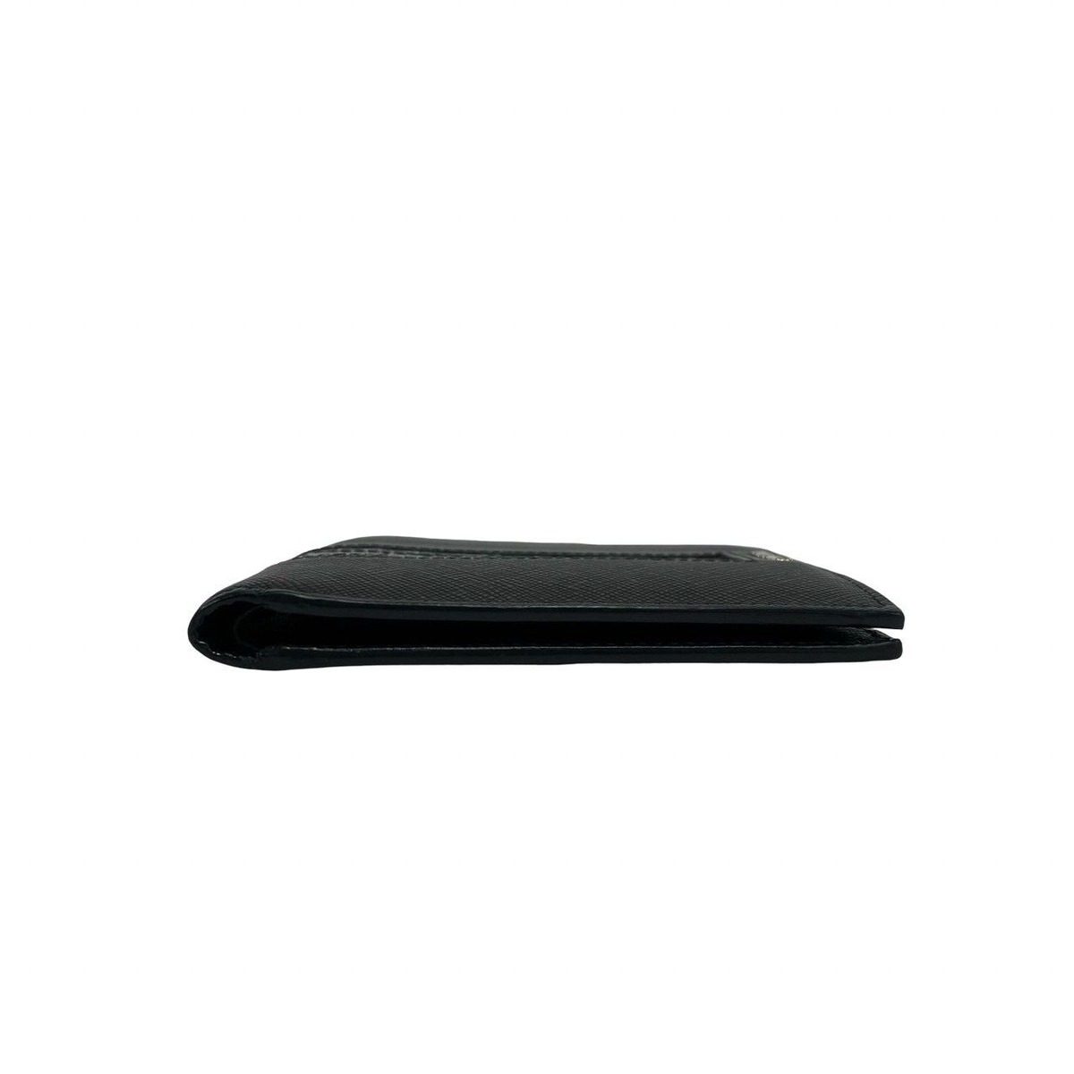Prada Logo Saffiano Croco Embossed Leather Bifold Wallet Black — view 5