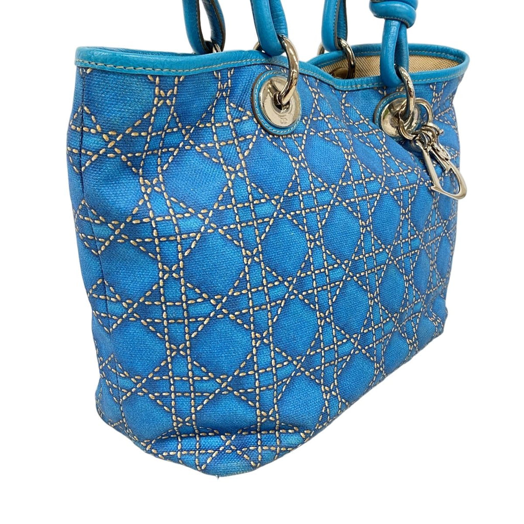 Dior Tote Cannage Panarea Leather Blue Silver — view 2