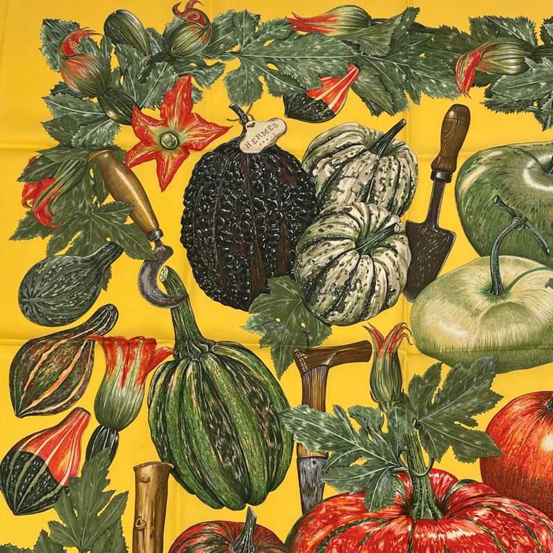 Hermes Carre 90 Citrouilles ET Coloquintes Pumpkins And Colocynths Silk Scarf — view 5