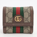 Gucci Ophidia GG Supreme Leather Compact Wallet Beige Ebene