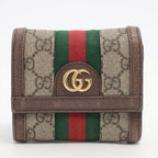 Gucci Ophidia GG Supreme Leather Compact Wallet Beige Ebene