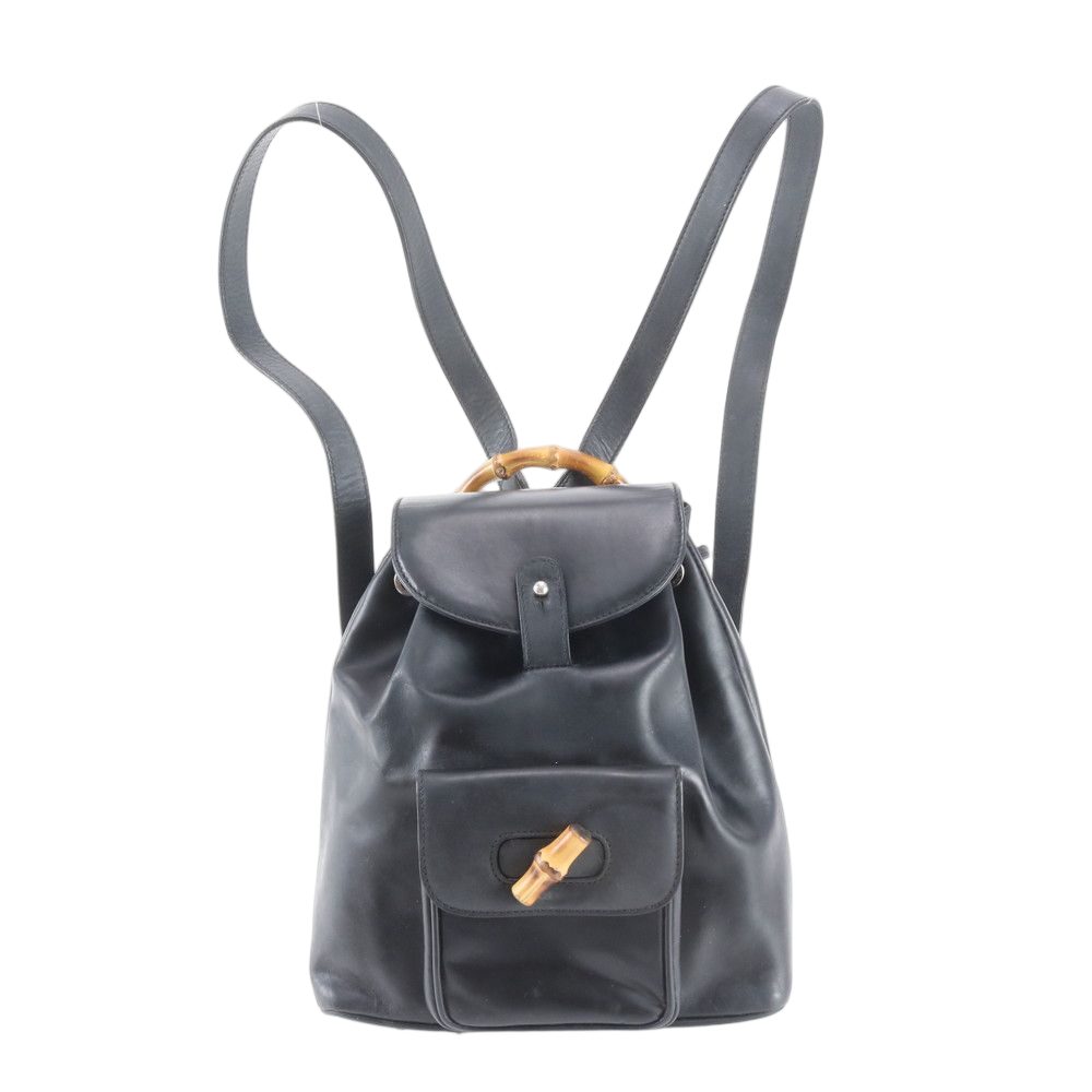 Gucci Vintage Bamboo Leather Backpack Shoulder Bag