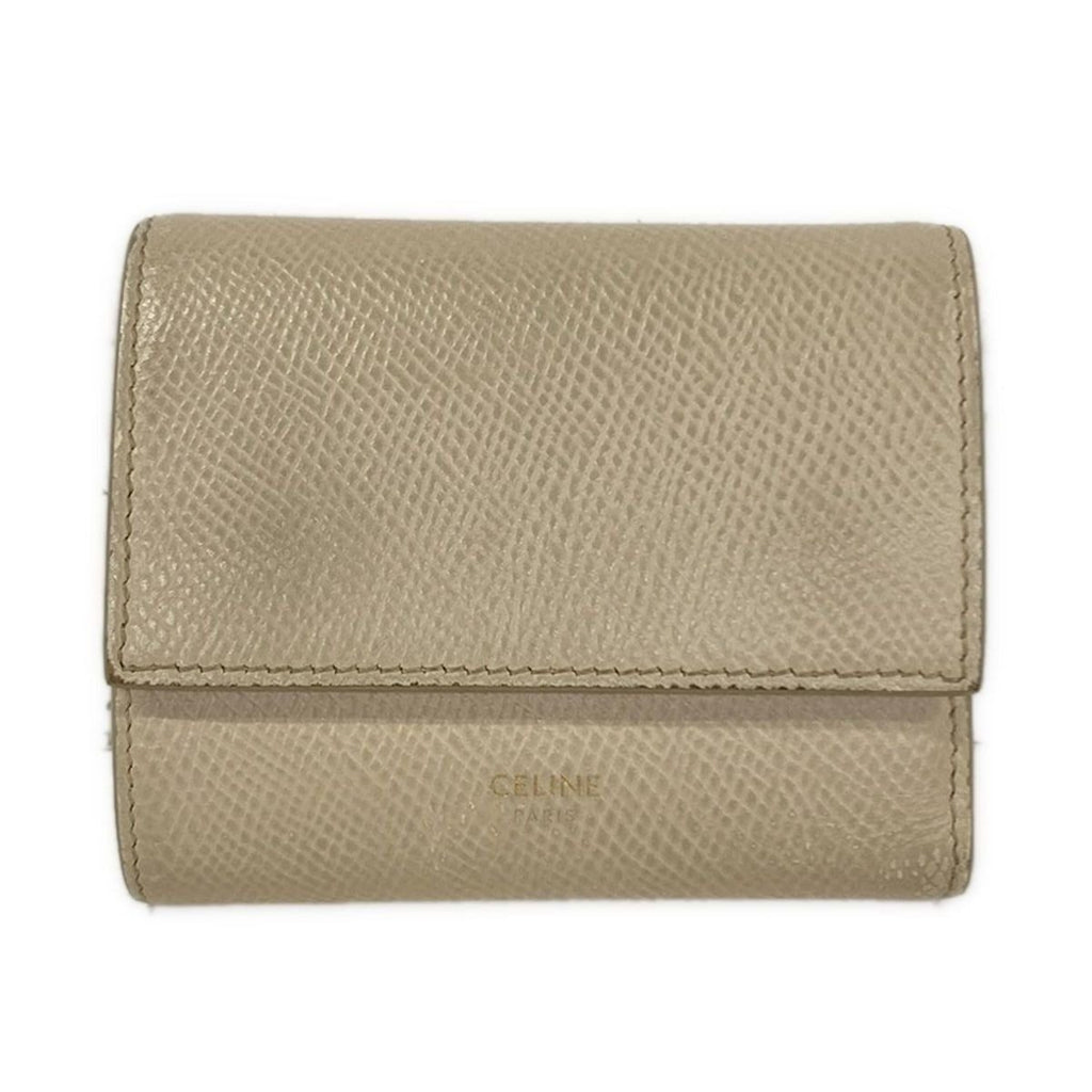 Celine Trifold Wallet Small Ivory Leather