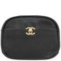 Chanel Shoulder Bag Quilted Camera Calf Black Gold Hardware Chain