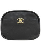 Chanel Shoulder Bag Quilted Camera Calf Black Gold Hardware Chain