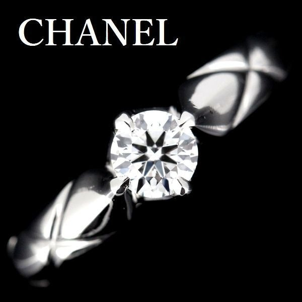 Chanel Quilted Diamond 030 CT F-Vvs 2 Ring Pt950 47 — view 2