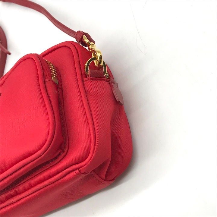 Prada Triangle Logo Nylon Mini 2-Way Pouch Shoulder Bag Red — view 6