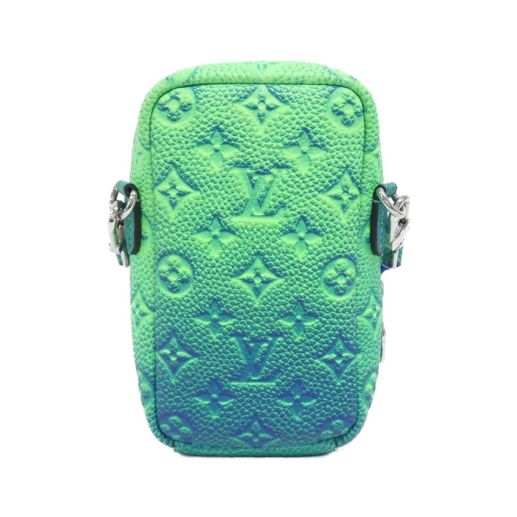 Louis Vuitton Taurillon Illusion Double Phone Pouch Shoulder Bag Bleu Vert — view 2