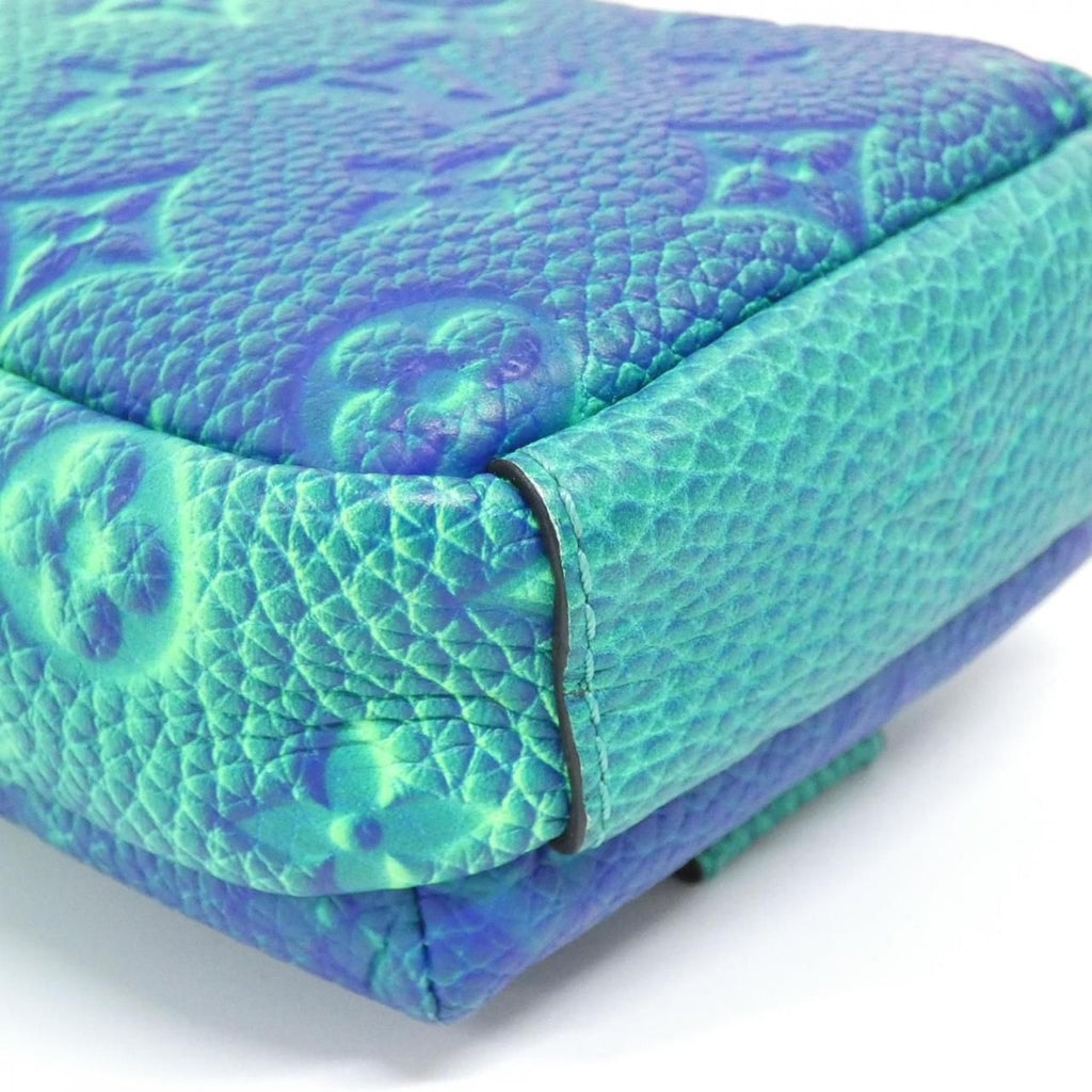 Louis Vuitton Taurillon Illusion Double Phone Pouch Shoulder Bag Bleu Vert — view 3