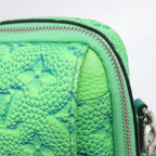 Louis Vuitton Taurillon Illusion Double Phone Pouch Shoulder Bag Bleu Vert — view 5