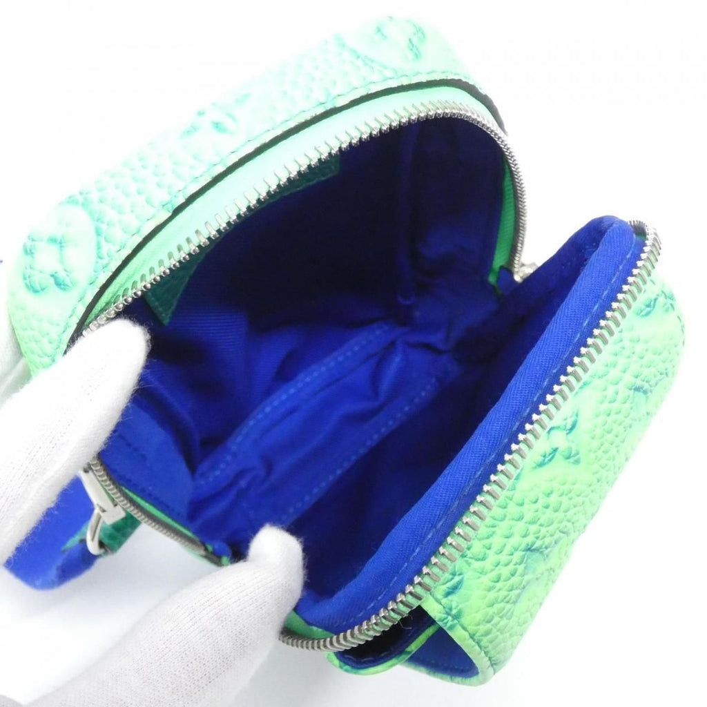 Louis Vuitton Taurillon Illusion Double Phone Pouch Shoulder Bag Bleu Vert — view 9