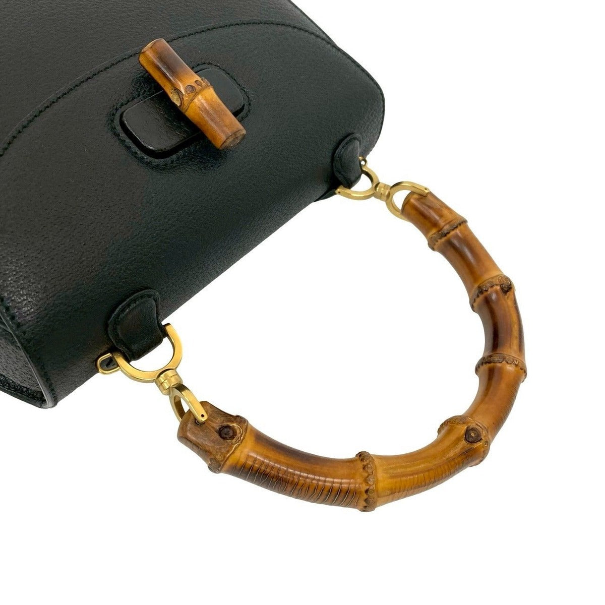 Gucci Vintage Bamboo Leather Turnlock Handbag — view 4