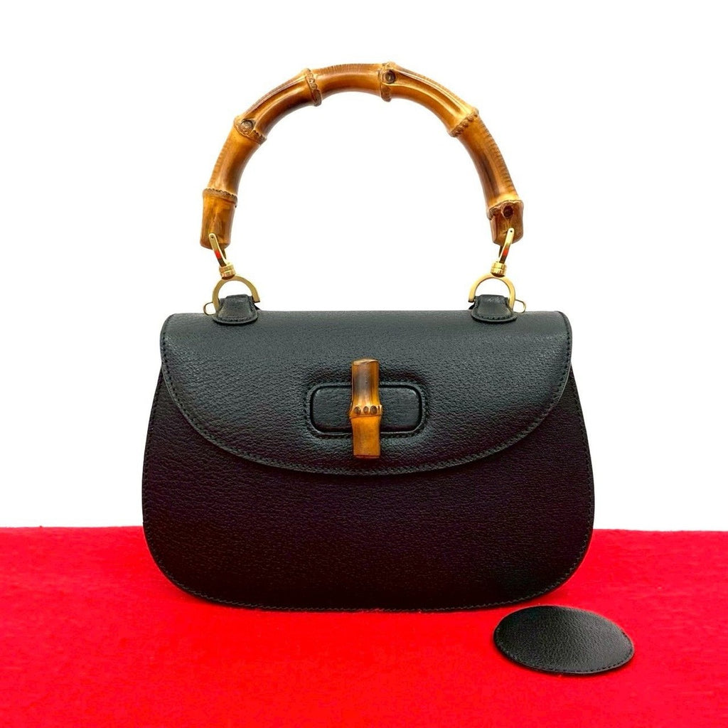 Gucci Vintage Bamboo Leather Turnlock Handbag