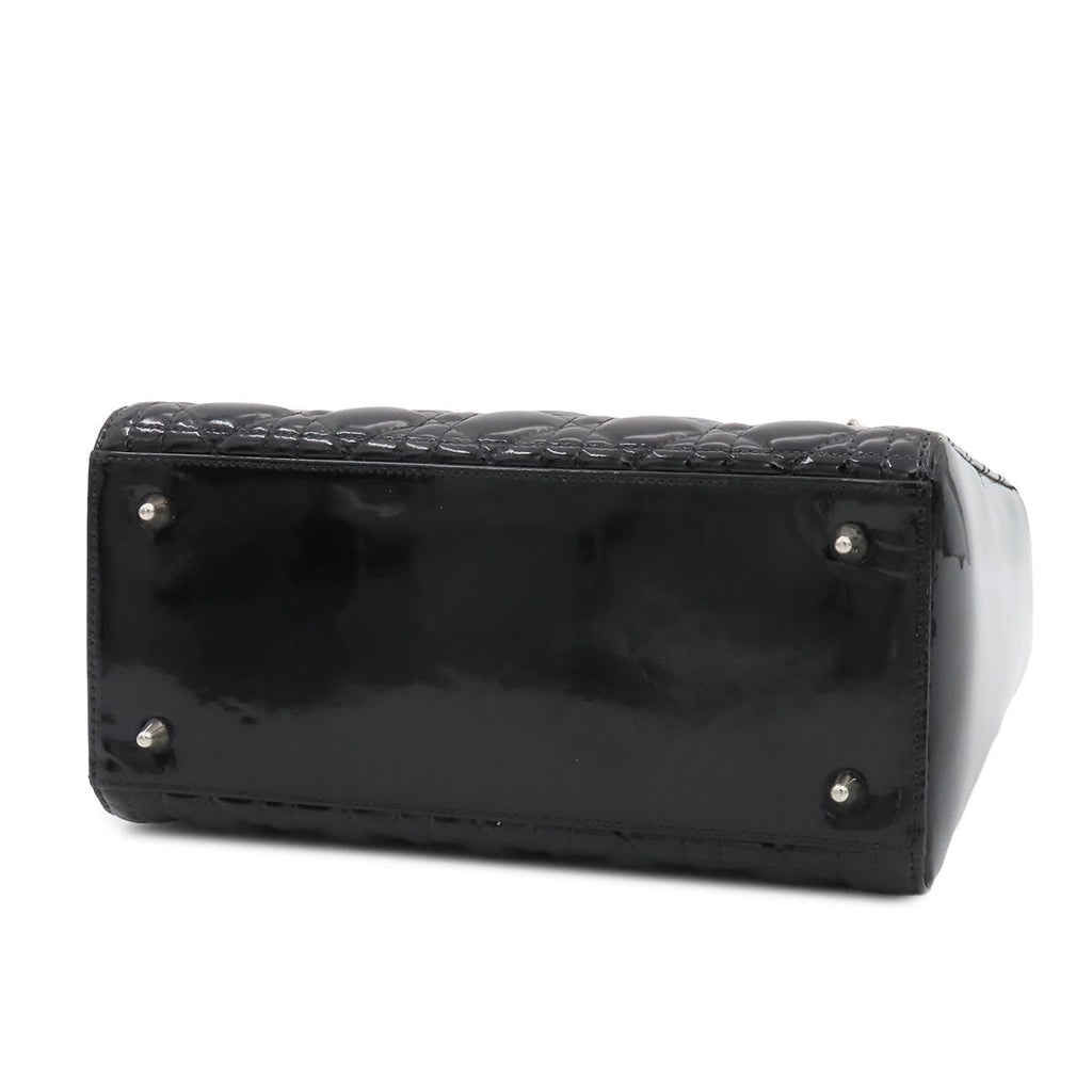 Dior Medium Cannage 2-Way Shoulder Bag Black Patent Leather — view 3