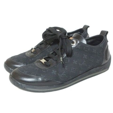 Louis Vuitton Monogram Mini Sneakers Low Cut Shoes 35.5 Black