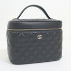 Chanel Timeless Classic Vanity Bag Caviar Leather Black Gold Champagne