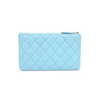 Chanel Flat Pouch Quilted Light Blue Gdhardware Caviar — view 3