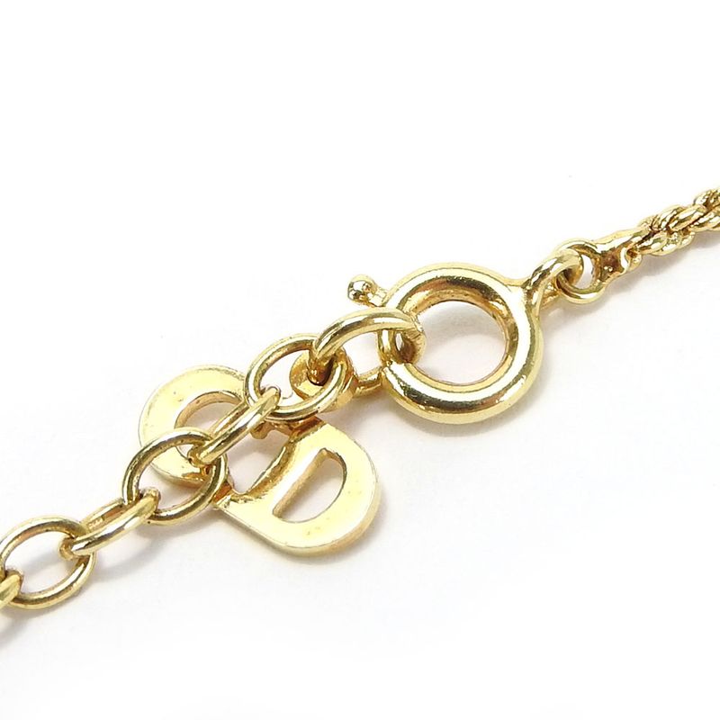 Christian Dior Necklace Metal Gold Plated Accessories CD Logo — view 7