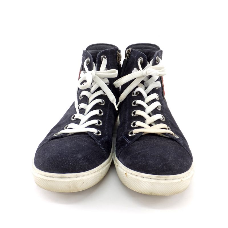 Louis Vuitton High Cut Sneakers Side Zip Suede Dark Navy Size 6 — view 2