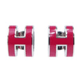 Hermes Earrings Pop Ash Mini H Pair Framboise Silver Color Jewelry