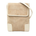 Loewe Anagram Crossbody Bag Sacoche Beige Off White Suede Leather