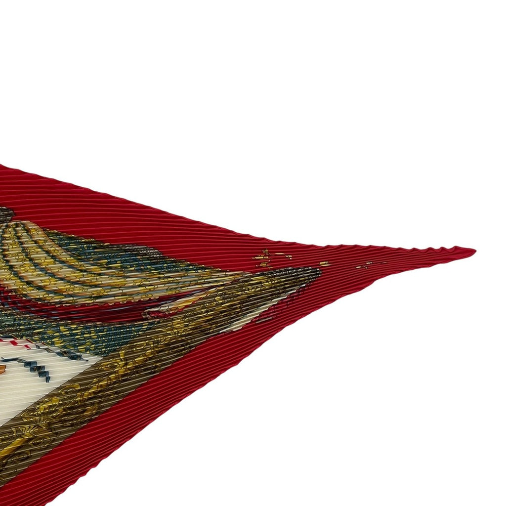 Hermes Scarf Pleated Silk L Atlantide Atlantis Continent Red — view 5