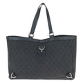 Gucci Abbey Black Silver GG Canvas Leather Tote Shoulder Bag